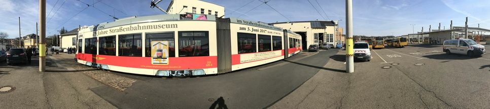 Die Pseudo-Tatra im Straßenbahnhof Trachenberge.