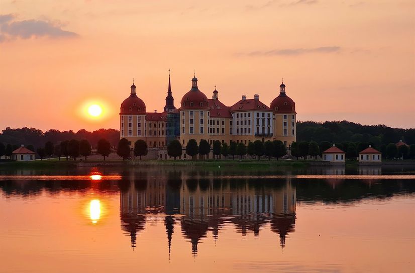 Abendstimmung am Schloss Moritzburg.
