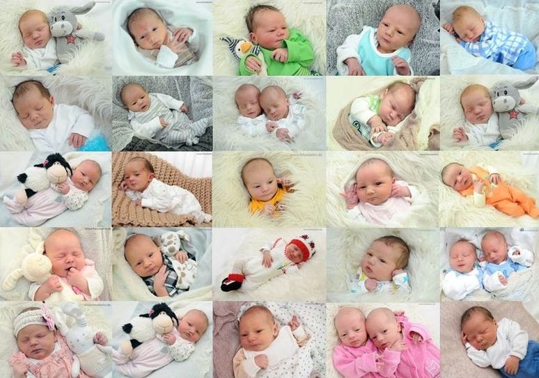 Babys, die 2017 in der Uniklinik Dresden das Licht der Welt erblickten. Fotos: Dähn