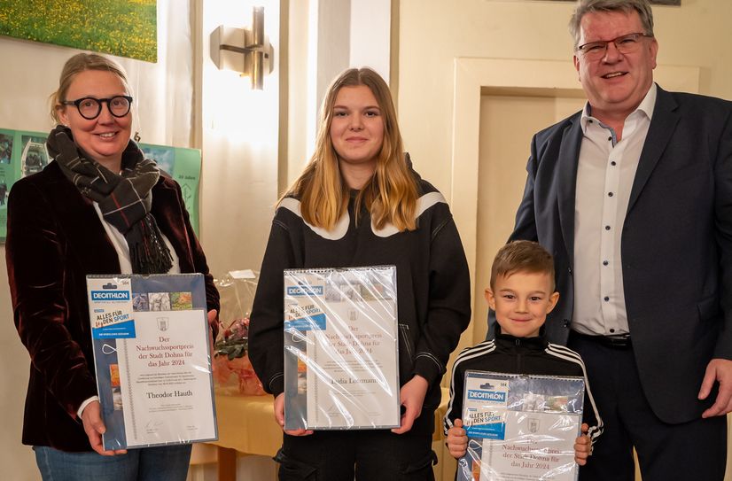 Die Nachwuchssportpreise der Stadt Dohna gingen in diesem Jahr an Moritz Herberg, Lydia Lotzmann und Theodor Hauth.