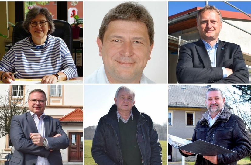 Von Links: Bürgermeisterin Elke Röthig wurde in Schwepnitz wiedergewählt. Holm Große bleibt weiterhin in Bischofswerda im Amt. Auch Hagen Israel in Sohland, Jens Zeiler in Neukirch/Lausitz, Gerald Meyer in Göda sowie Jens Krauße in Großharthau bleiben ebenfalls im Amt des Bürgermeisters.