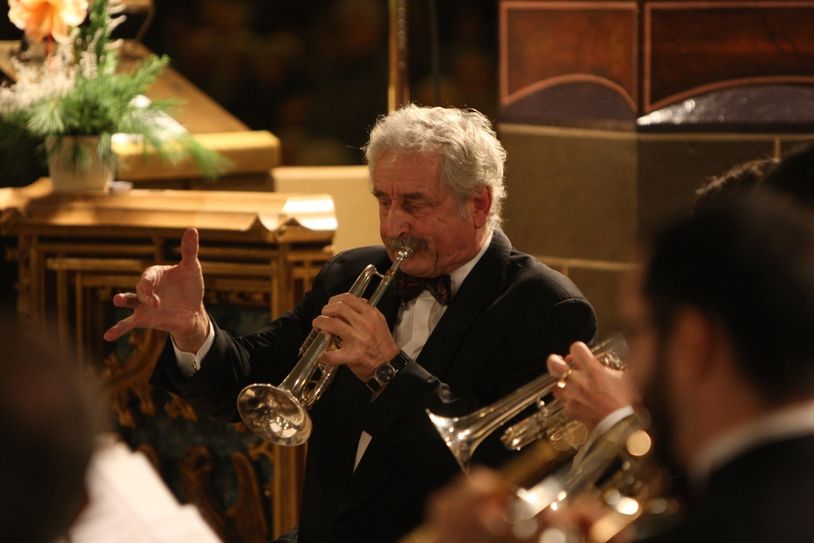 Ludwig Güttler bei der Bläserweihnacht 2019 in der Marienkirche Pirna. Foto: D. Förster