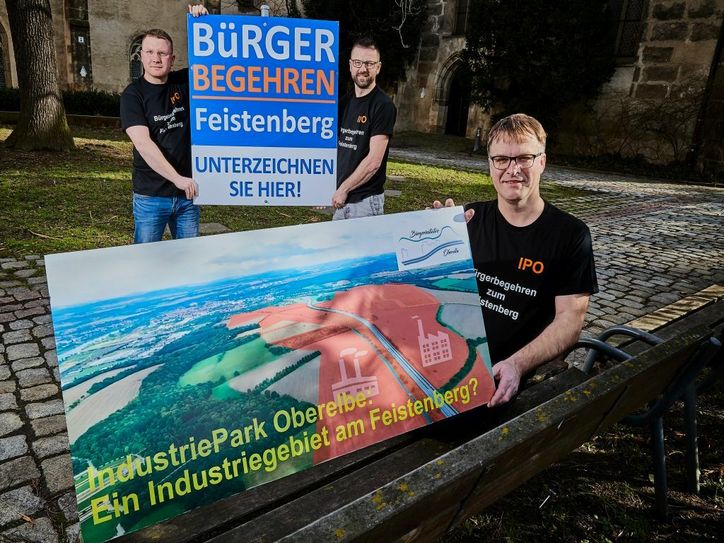Bürgerbegehren-Initiatoren: Daniel Szenes, Thomas Pietzsch, André Liebscher (v.l.n.r). Foto: M. Förster