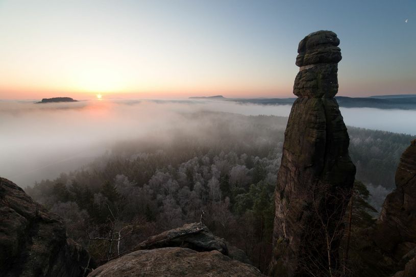 Blick vom Pfaffenstein im Morgengrauen. Foto: Pöschmann