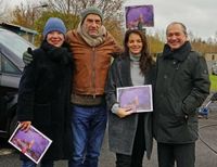 Am Set mit Wolfsland-Produzentin Jutta Müller, Götz Schubert, Yvonne Catterfeld und Oberbürgermeister Octavian Ursu (v.l.n.r.)