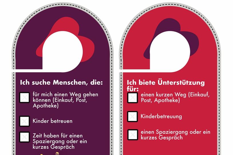 Diese Türanhänger sollen helfen, Hilfe unkompliziert vor Ort zu organsieren. Foto: SNL