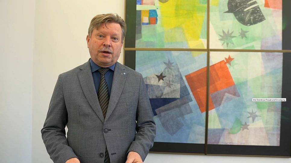 Oberbürgermeister Bert Wendsche im Video "Drei Gründe zur Freude und Ermutigung". Foto: Screenshot