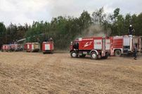 Die Brandschutzeinheit aus Spree-Neiße beim Großbrand in Falkenberg.