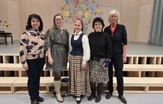 Die Finsterwalder Delegation mit der Verwaltungsleiterin der Stadt Salaspils (v.l.n.r.): Susan Schüler, Anja Zajic, Silvija Purina (Verwaltungsleiterin und Tänzerin), Beate Seidel-Schadock, Susann Kuhn.