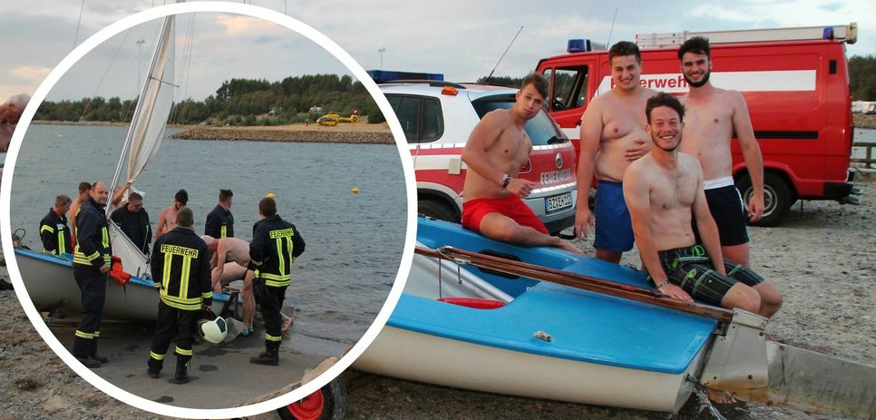 Keine Actionmusik, kein Strand von Malibu, keine spärlich bekleidete Pamela Anderson, die mit wogenden Schritten über den Strand spurtet. Es ist der Partwitzer See, kein Film, keine gestellten Szenen, sondern das Leben. Und das muss manchmal gerettet werden. In diesem Fall von Johann, Jeremy, Paul und Gabriel (v.l.n.r.), vier taffen Jungs aus Dresden, die zufällig hier Urlaub machten...                                                                                            Foto: hgb