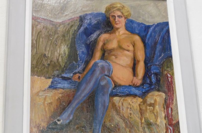 Akt mit blauen Strümpfen von Otto Westphal.