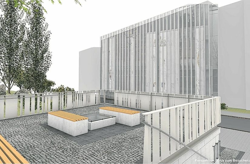 Blick von der geplanten Porzellanterrasse zur Erlebniswelt.