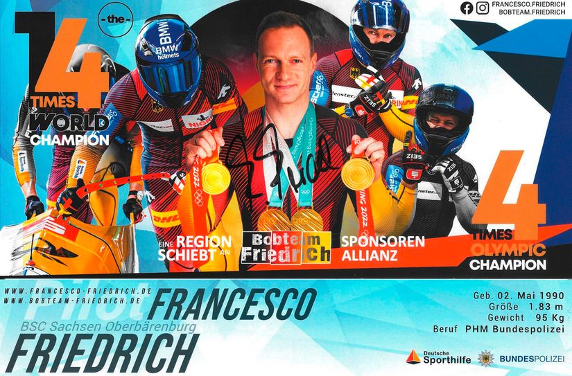 Autogrammkarte von Francesco Friedrich.