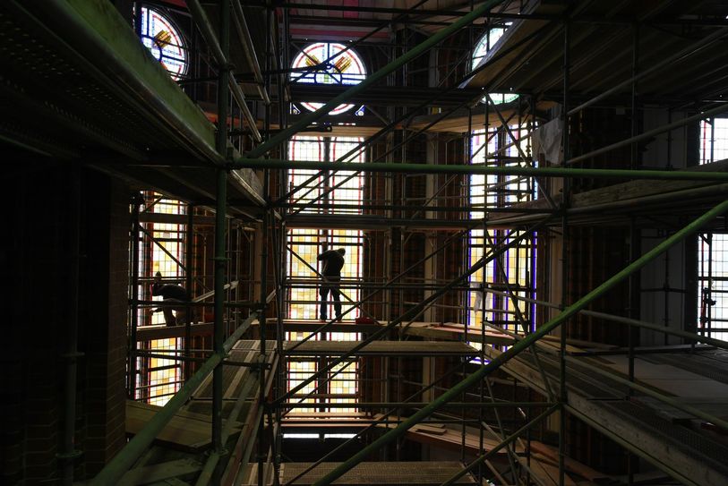 Für die Innensanierung wurde die Kathedrale mit einem Raumgerüst eingerüstet. Foto: Raphael Schmidt