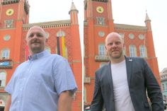 Beide wollen als Oberbürgermeister ins Rathaus von Kamenz einziehen und kandidieren zur OB-Wahl: Stefan Seibt (l.) und Michael Preuß (r.).