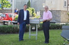 Die Bürgermeister Dirk Zschoke und Albin Dietrich beim Partnerschaftsbesuch.