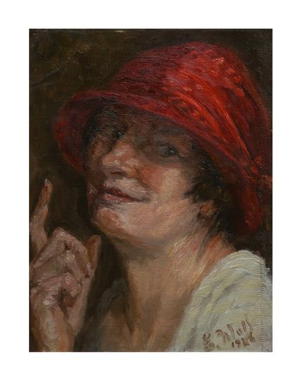Selbstportrait mit rotem Hut, 1926