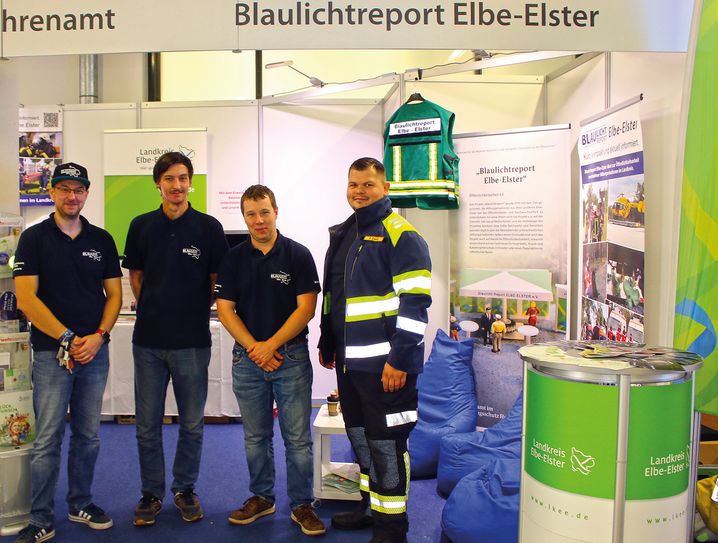 Daniel Thielemann, Justin Linge, Ricardo Stolle und Sören Zaack (v.l.n.r.) vertraten das Team des Blaulichtreports Elbe-Elster in diesem Jahr in Dresden.