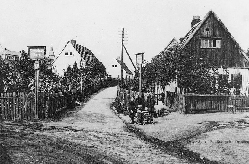 Drescherhäuser in »Kuh-Löbte« Anfang des 20. Jahrhunderts.