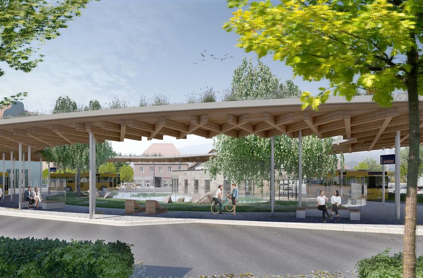 So soll der neue Pavillon am Ullersdorfer Platz einmal aussehen.
