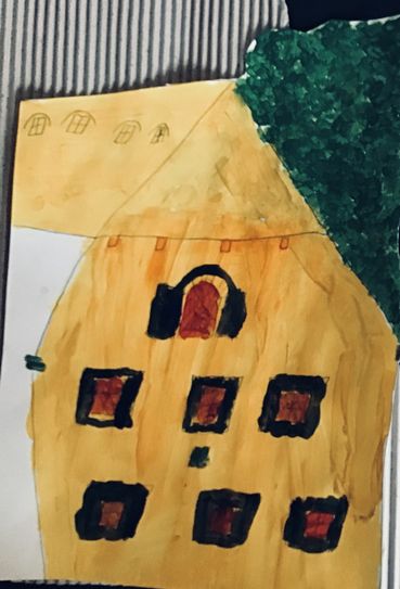 Das Lohengrinhaus, gemalt von Lea. Das Bild ist gleichzeitig der Aufmacher des Trickfilms.