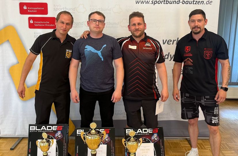 v.l.n.r. Martin Ronneburg (Platz 3), Maik Charras (Platz 1), David Benad (Platz 2) und Tom Schneider vom SV Biehla-Cunnersdorf e.V.
