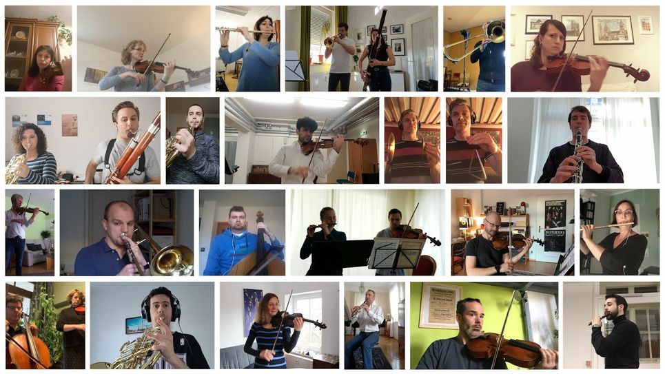 Aufnahme aus der Videobotschaft „Musik verbindet“ des Philharmonischen Orchesters des Staatstheaters Cottbus an sein Publikum (April 2020). Copyright: Alexander Muhr