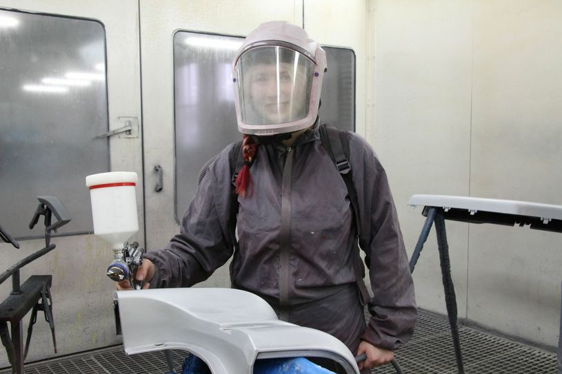 "Dienstbekleidung" einer Lackiererin. Foto: jho