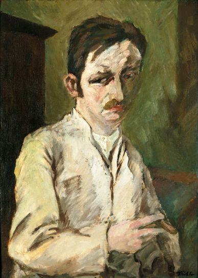 Heinrich Tischler: Selbstbildnis, um 1925, Ölmalerei auf Pappe, Schlesisches Museum zu Görlitz. Foto: SMG
