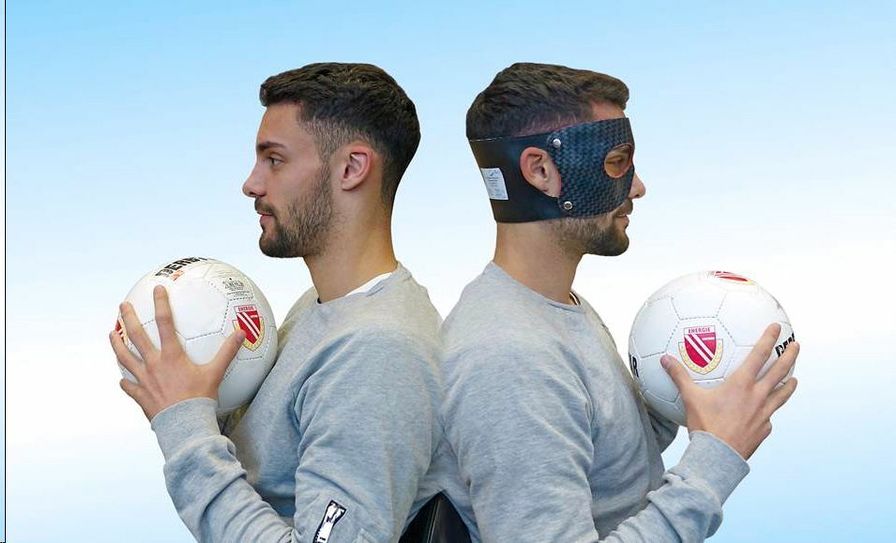 Joshua Putze tritt am Sonntag maskiert gegen Lok Leipzig an. Foto: PR