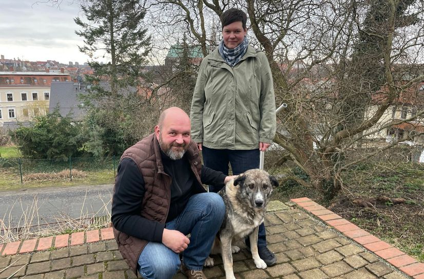 Christina und Christian Weß (im Bild mit Hund Sharko) wollen das Görlitzer Tierheim zusammen mit anderen Mitstreitern über einen neu gegründeten Verein weiterbetreiben.  Foto: Keil