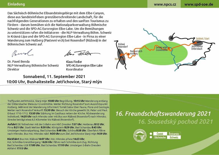 Die Einladung zur 16. Freundschaftswanderung.