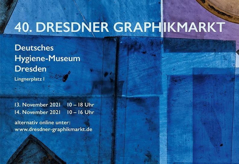 Online statt Präsenz: Der 40. Dresdner Graphikmarkt wurde aus dem Hygiene Museum ins Internet verlegt. Foto: Plakatmotiv mit einer Arbeit von Michael Lange