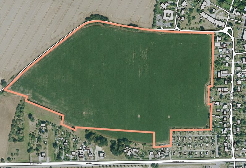 Das 135.500 Quadratmeter große Bebaungsgebiet am westlichen Stadtrand von Bautzen. Die Stadt sucht nach einem geeigneten Investor.