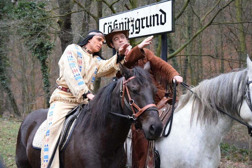 Winnetou und Old Shatterhand begegnen sich im Lößnitzgrund. Foto: Thorsten Arndt