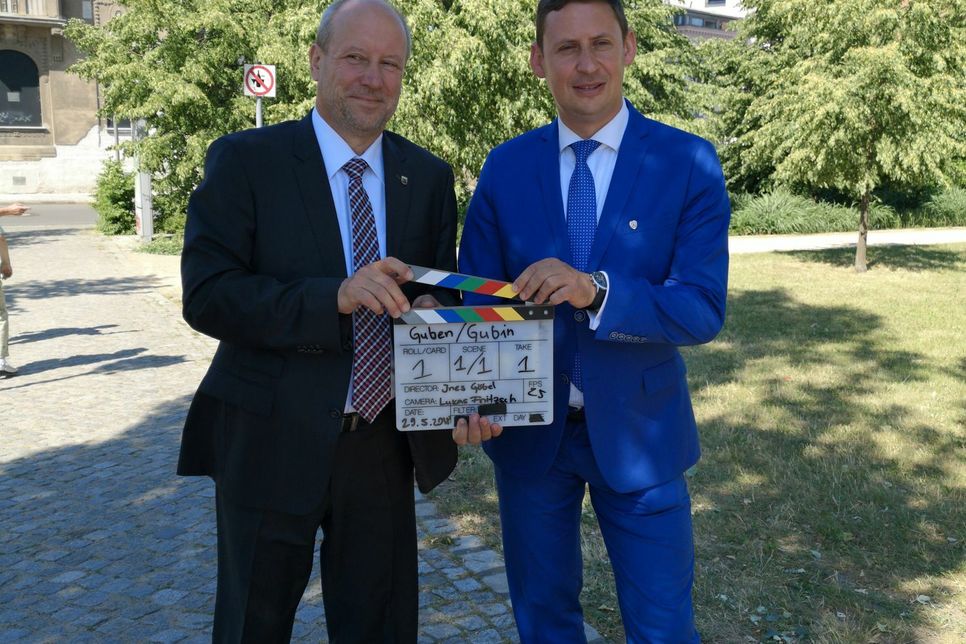 Filmarbeiten zum Wirtschaftsfilm der Doppelstadt Guben-Gubin vom 29.05.2018. Foto: Stadt Guben