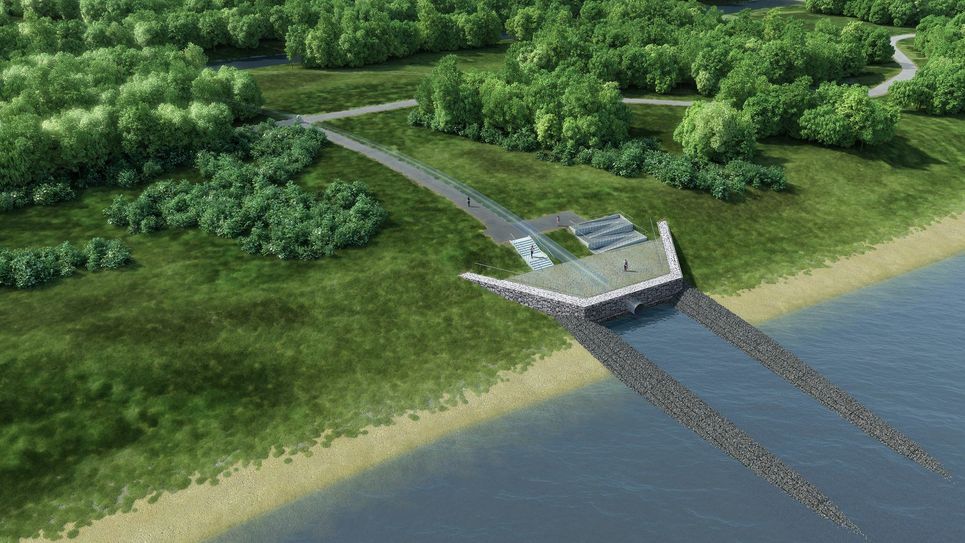 Durch dieses Einlaufbauwerk soll ab 2019 der Ostsee mit Spreewasser gefüllt werden. Grafik: Vattenfall