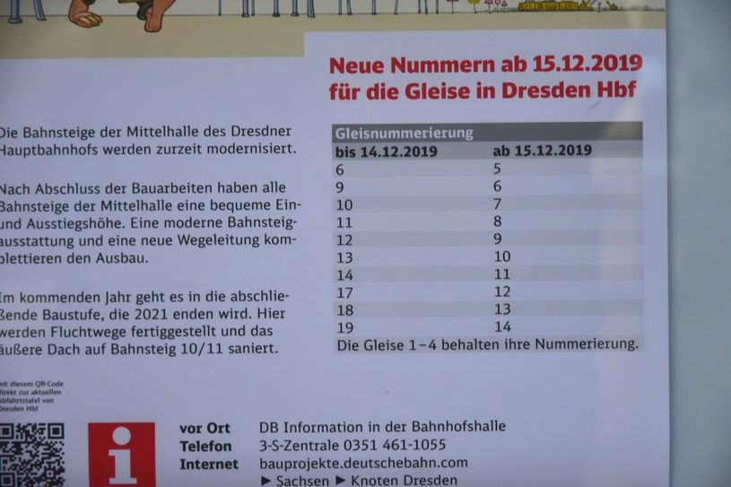 Ab Sonntag, 15. Dezember, sind die Bahnhsteige im Hauptbahnhof von 1 bis 14 fortlaufend durchnumeriert. Fotos (3): Schiller