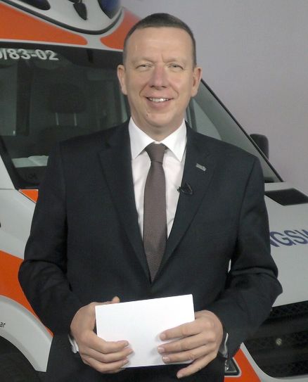 Neujahrsansprache aus den Räumlichkeiten der Rettungsdienst-Wache in Schönewalde. Foto:lkee