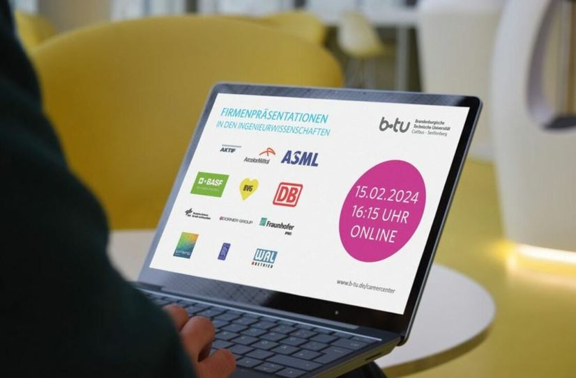 Im Rahmen der Career Week 2024 lädt die BTU am 15. Februar zu online stattfindenden Firmenpäsentationen in den Ingenieurwissenschaften ein.