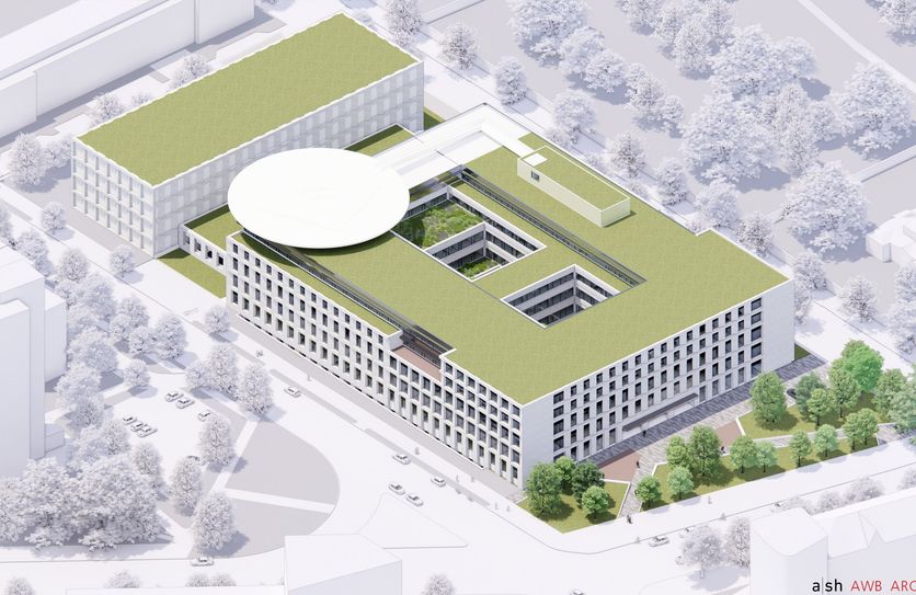 Modell zum Neubau des Herzzentrums Dresden.