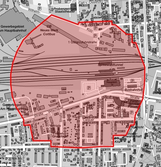 Bombenfund in Cottbus - Sperrkreis