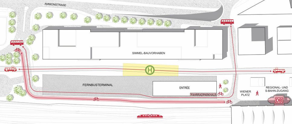 Entwurf des neuen Fernbusterminals / Architekten Knerer&Lang