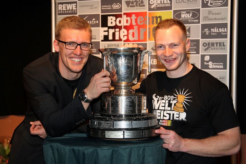 Francesco Friedrich (re.) mit seinem Anschieber Thorsten Margis.  Foto: Förster