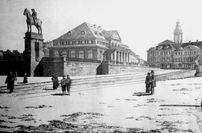 Theaterplatz Dresden Elbseite von Fritz Beckert mit dem geplanten Reiterstandbild von König Georg.