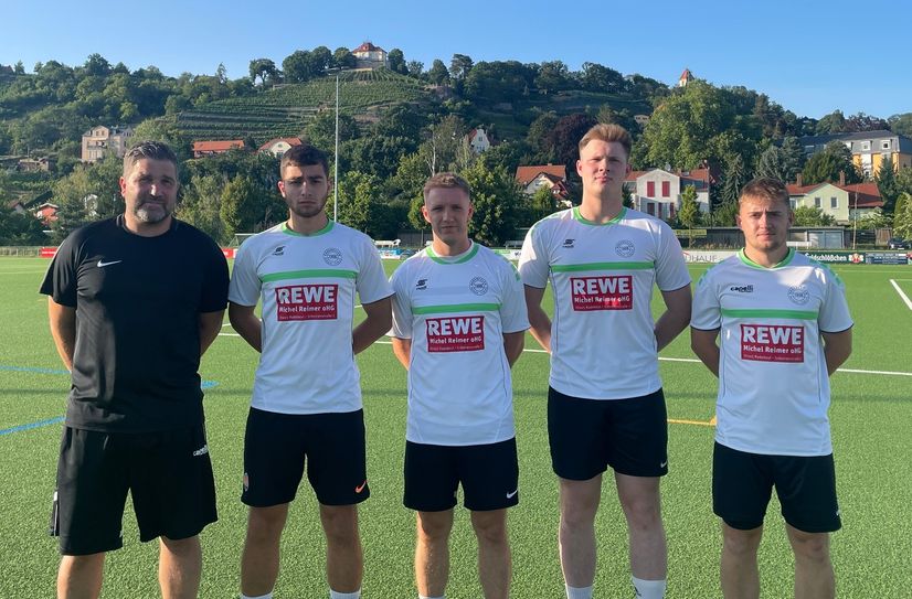Trainer Daniel Wohllebe mit Erik Zuiev, Franz Josef Zech, Frederik Wagner und Malte Lauterbach (v.l.).