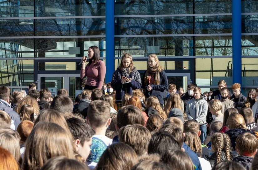 Die Schulgemeinschaft des Johanneums zeigt Solidarität mit der Ukraine.