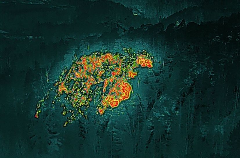 Mit der Wärmebilddrohne konnten Mitarbeiter der Nationalparkwacht die Brandherde schnell lokalisieren und die Feuerwehr bei der Organisation der Brandbekämpfung unterstützen.