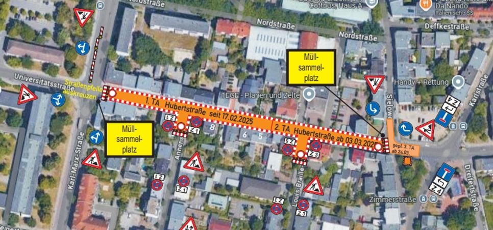 Zu beachten ist: Fahrzeuge, die im Halteverbot abgestellt werden, werden kostenpflichtig abgeschleppt. Zudem werden etwaige Mehrkosten durch Bauverzögerungen dem Fahrzeughalter in Rechnung gestellt.