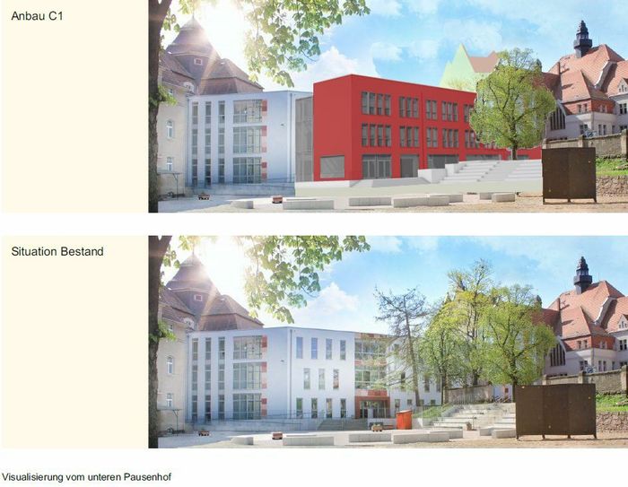 Gymnasium Franziskaneum Anbau C-1. Visualisierung/Stadt Meißen